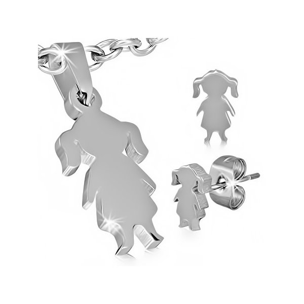 Set inox cu fetite cercei cu pandant [2]